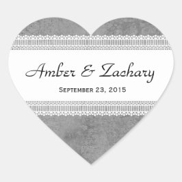 の銀結婚と白とレースリボンV17K1 ハートシール