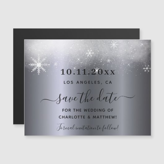 の銀結婚色の雪は日付の磁石を除く (正面/裏面)