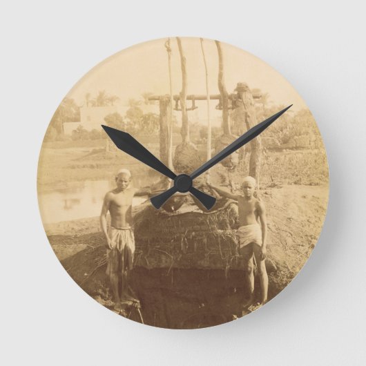 の銀行のエジプトの潅漑機械 ラウンド壁時計 (正面)