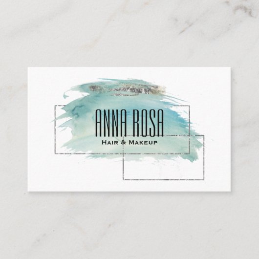 *~*の銀製のターコイズの水彩画の幾何学的なガーリー 名刺 (正面)