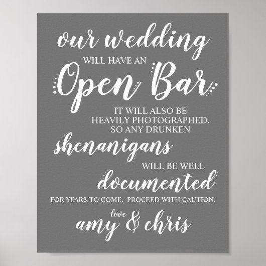 の開結婚いたバー酔っおもしろいたシェナニガンスのサインW ポスター (正面)