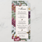 の開花結婚フローラフラワーバタフライヴィンテージメニュー メニュー (正面/裏面)