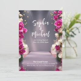 の雑結婚誌は白いバラと蘭をカバー 招待状