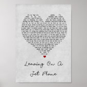 の離れジェット飛行機グレーハートソング歌詞プリント ポスター (正面)