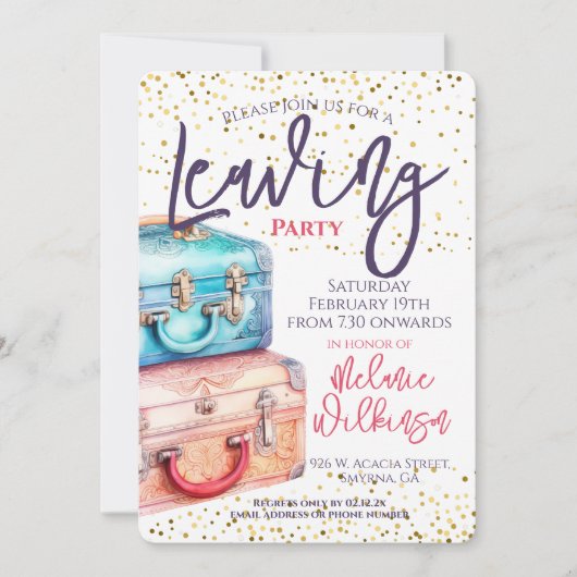の離れパーティースーツケース旅行 招待状 (正面)
