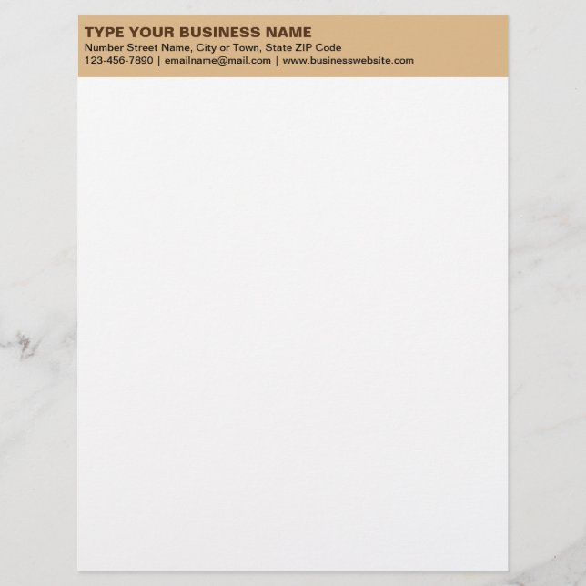 ～の離れ薄い茶色の見出しに整列したプレーン文字 レターヘッド (正面)