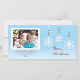 の雪つる片オーナメントクリスマスフォトカード シーズンカード