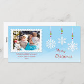 の雪つる片オーナメントクリスマスフォトカード シーズンカード (正面/裏面)