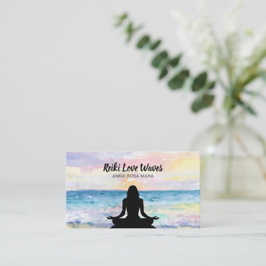 *~*の霊気のマスターの海の日の出の黙想のマッサージ 名刺 (スタンド正面)