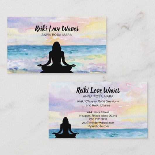 *~*の霊気のマスターの海の日の出の黙想のマッサージ 名刺 (正面/裏面)