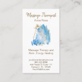 *~*の霊気のマッサージの抽象芸術の青い水彩画の金ゴールド 名刺 (裏面)