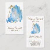 *~*の霊気のマッサージの抽象芸術の青い水彩画の金ゴールド 名刺 (正面/裏面)