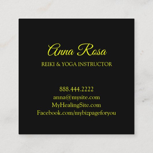 *~*の霊気のヨガのネオン幾何学的な曼荼羅の医術 スクエア名刺 (裏面)