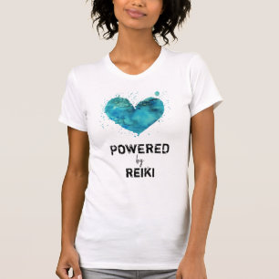 *~*の霊気の青緑の水彩画のハート Tシャツ
