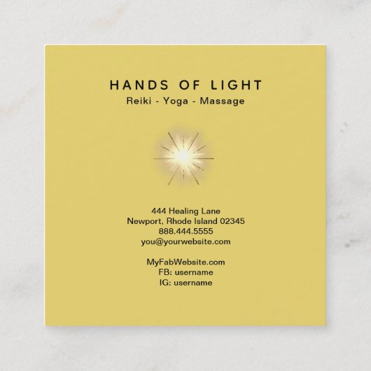 *~*の霊気エネルギーライトの治療手球 スクエア名刺 (裏面)