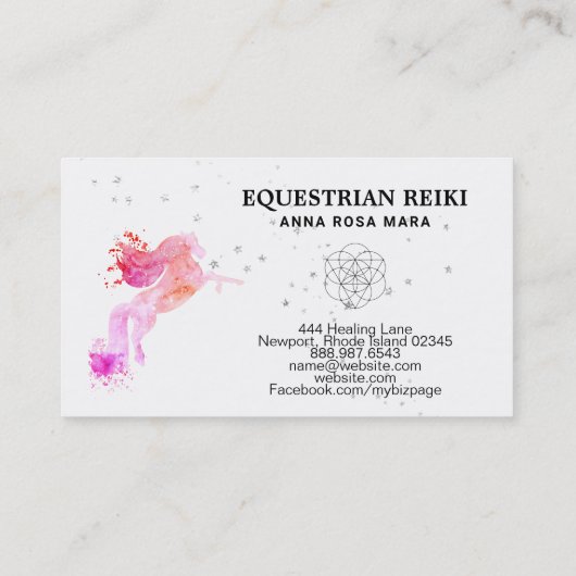 *~*の霊気エネルギー治療の乗馬の馬 名刺 (裏面)
