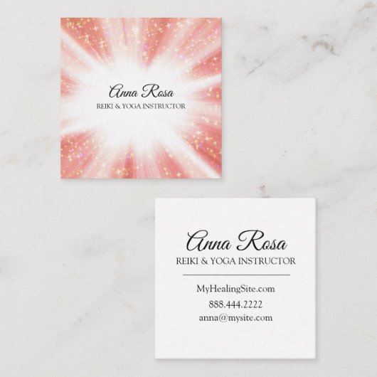 *~*の霊気エネルギー治療の破烈の軽い労働者 スクエア名刺 (正面/裏面)