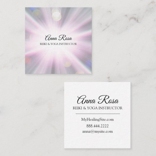 *~*の霊気エネルギー治療光線の軽い労働者 スクエア名刺 (正面/裏面)