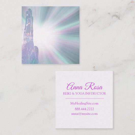 *~*の霊気手エネルギー治療光線の軽い労働者 スクエア名刺 (正面/裏面)