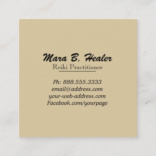 *~*の霊気治療手エネルギー金ゴールドホイル スクエア名刺 (裏面)