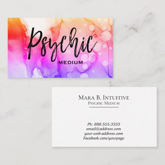 *~*の霊魂媒体の水彩画の精神コミュニケーション 名刺 (正面/裏面)