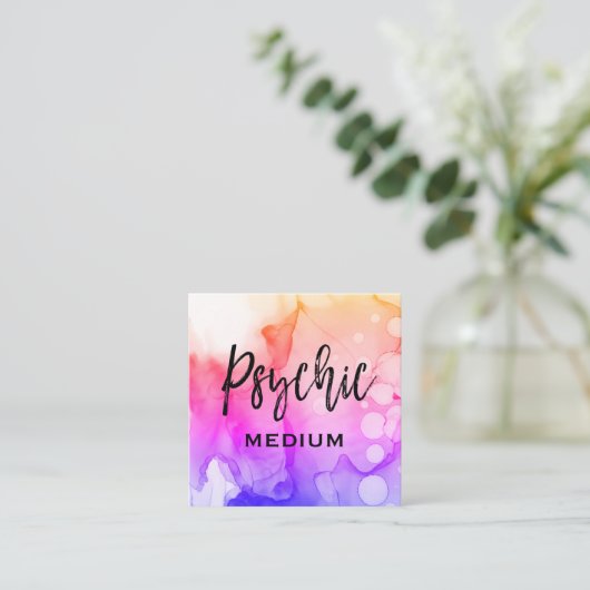 *~*の霊魂媒体の精神コミュニケーション水彩画 スクエア名刺 (スタンド正面)