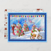 の霜の降りた休暇配達クリスマスポストカード シーズンポストカード (正面/裏面)