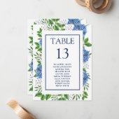 の青いアジサイの座席チャートカー結婚ド ノートカード (正面/裏面インサイチュ)