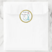 *~*の青いドラゴンのグリッターの女の赤ちゃんのシャワーは感謝していしています ラウンドシール (バッグ)