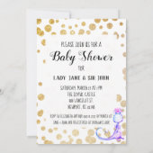 *~*の青くかわいいドラゴンの女の赤ちゃんのシャワーの招待状 招待状 (裏面)