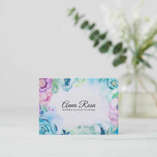 *~*の青のバラの花の結婚式のイベントプランナー 名刺 (スタンド正面)