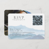 の青結婚水色RSVPオンラインQRコード エンクロージャーカード (正面/裏面)