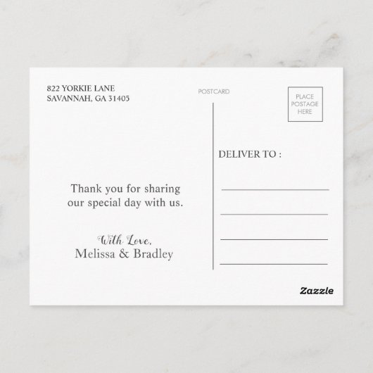 の青結婚色の黄色のフローラありがとうポストカード ポストカード (裏面)