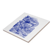 |の青|のアメリカシロヅルを引いているヴィンテージの鳥 タイル (側面)