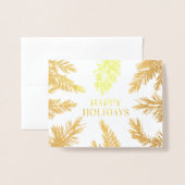 の非攻撃的な冬の休日の街並み従業員 箔カード (封筒付き正面)