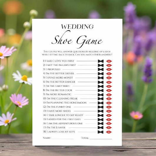 の靴結婚ミニマルブライダルシャワーゲームカード 招待状