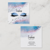 *~*の鞭の水彩画の抽象芸術のパステル調のグリッターの青 スクエア名刺 (正面/裏面)