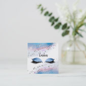 *~*の鞭の水彩画の抽象芸術のパステル調のグリッターの青 スクエア名刺 (スタンド正面)