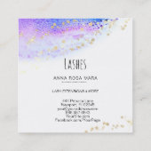 *~*の鞭の水彩画の抽象芸術のパステル調ピンクのグリッター スクエア名刺 (裏面)