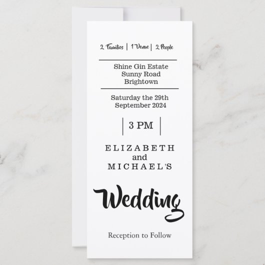 の音楽結婚フェスティバルブライトライト招待状 (裏面)