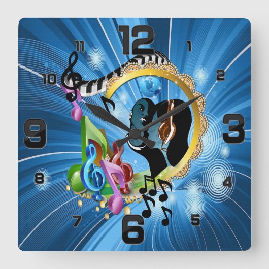 の音楽遊の時間 スクエア壁時計 (正面)