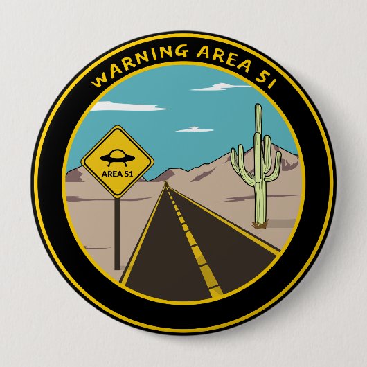 の領警告域51ネバダUSA -エイリアン恋人ギフトアイディア 缶バッジ (正面)