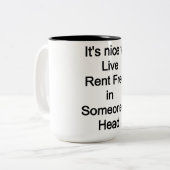 の頭の中で家賃を無料で暮らすのは嬉しい ツートーンマグカップ (正面左)