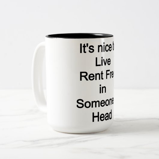 の頭の中で家賃を無料で暮らすのは嬉しい ツートーンマグカップ (正面左)