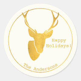 の願いシンプル・ミニマル金ゴールドディアクリスマス ラウンドシール