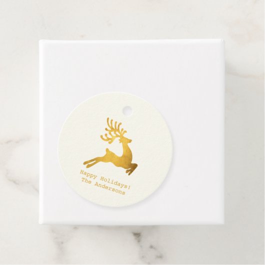 の願シンプルい・ミニマル金ゴールドトナカイのクリスマス フェイバータグ (インサイチュ)