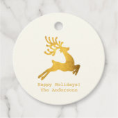 の願シンプルい・ミニマル金ゴールドトナカイのクリスマス フェイバータグ (正面)