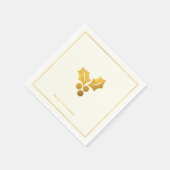 の願シンプルい・ミニマル金ゴールドホリークリスマス スタンダードカクテルナプキン (角)