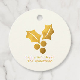 の願シンプルい・ミニマル金ゴールドホリークリスマス フェイバータグ