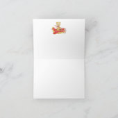 *~*の飛んでいるなテディー・ベアの赤の飛行機は月を主演します サンキューカード (内部)